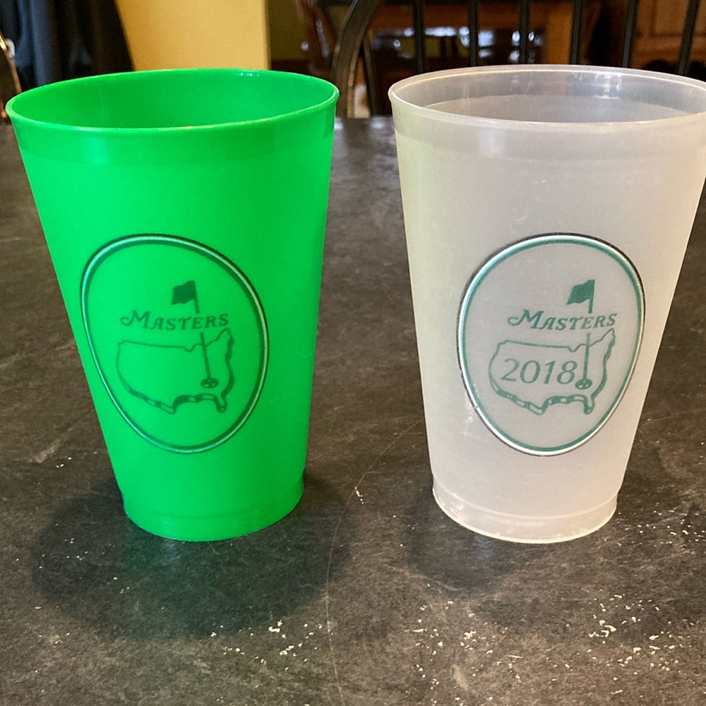2 Masters Golf Tournament plastic tumbler cups